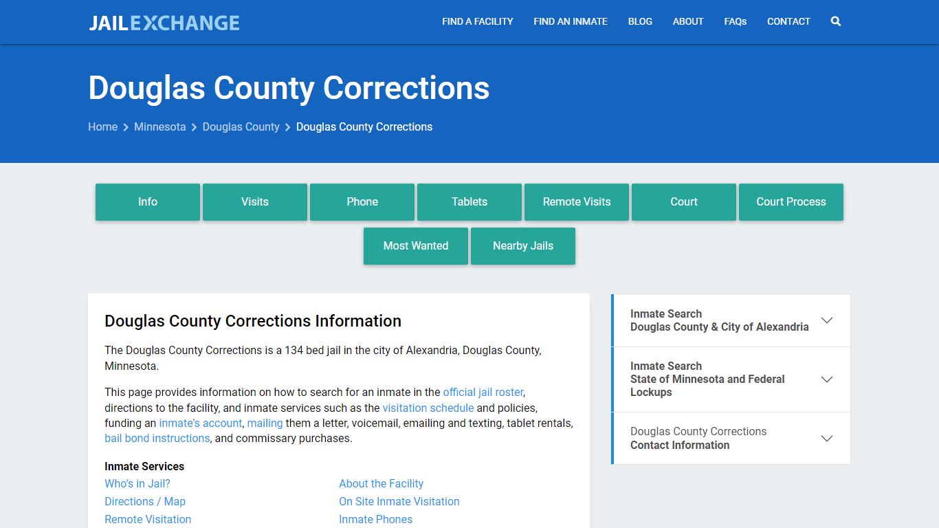 Douglas County Corrections, MN Inmate Search, Information - Jail Exchange